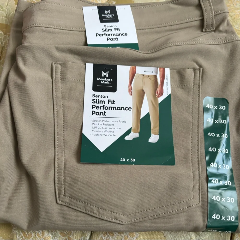 Members mark men’s Benton performance slim fit pant. Light comfy for summer. - Picture 5 of 8